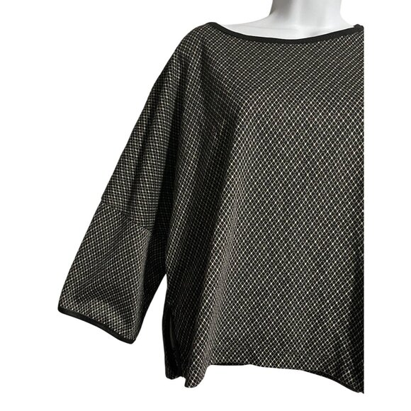 Max Studio London Womens Black Diamond Print Lightweight Top Size S Short Length - Picture 3 of 9